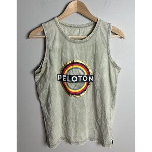Peloton Sleeveless Green Muscle Tee Graphic Logo Cotton Size Medium Women’s